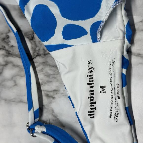 Dippin Daisy's Womens Tie Front Blue White Floral Swimsuit Bikini Top Size M - Picture 5 of 7